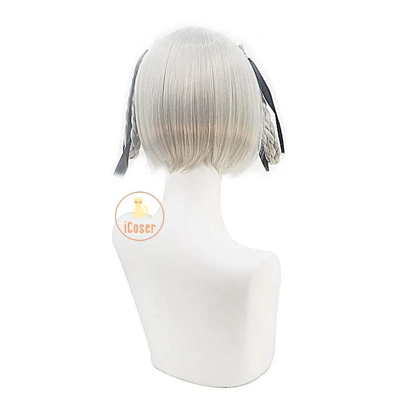 Парик для косплея аниме Kakegurui Twin Momobami Kirari с белыми волосами две длинные косички
