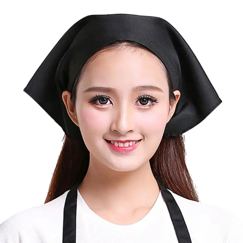 

Japanese Style Womens Mens for TRIANGLE Headscarf Towel Chef Hat Kitchen Restaurant Work Bakery Cafe Waiter Waitress Solid 57BD