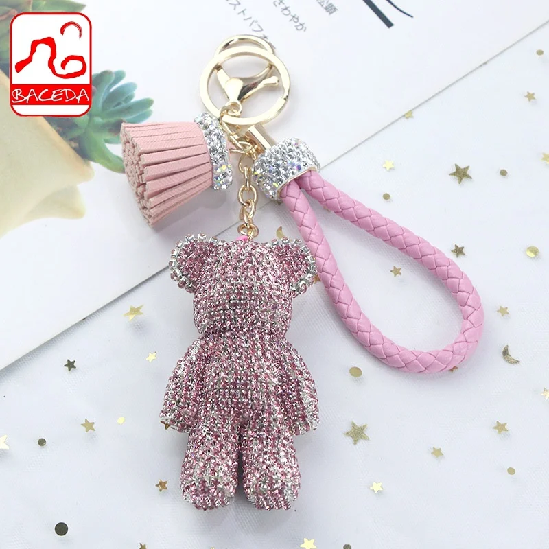 

Baceda High grade crystal inlaid violent bear key chain women's net red cute creative ins bear car key pendant