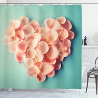 coral shower curtain heart shaped floral petals valentines mothers and wedding day still life cloth fabric bath decor peach mint