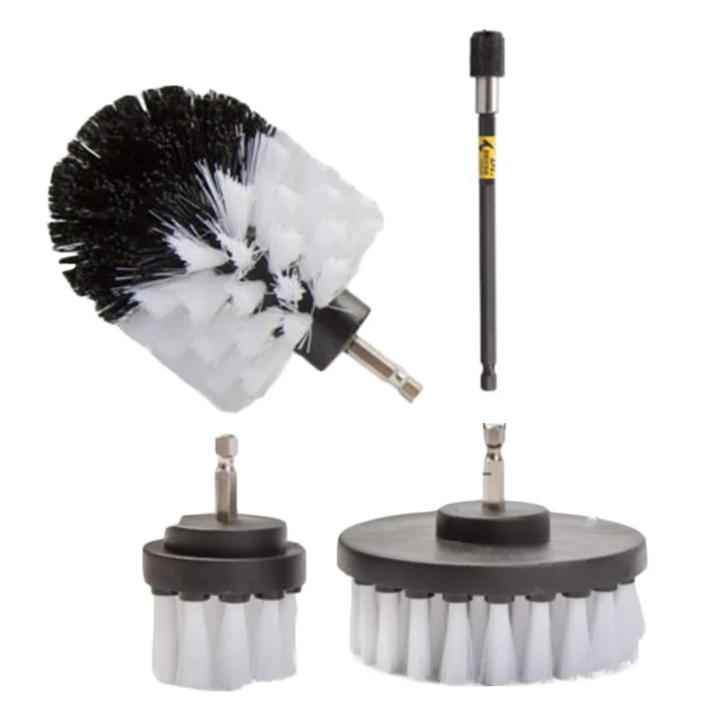 

4 Pcs Drill Brush (Not Including Drill Bit)Car Detailing Kit Attachment Soft Bristle Power Scrubber White Quickly Effectively