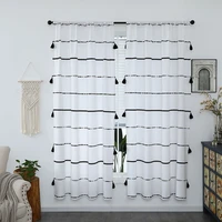 bohemian pure white striped curtain bedroom curtains for living room gazebo home interior the decoration blackout hall drape