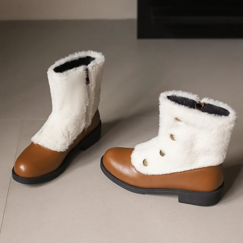 Женские зимние ботинки ручной работы Mstyle на массивном каблуке с боковой молнией