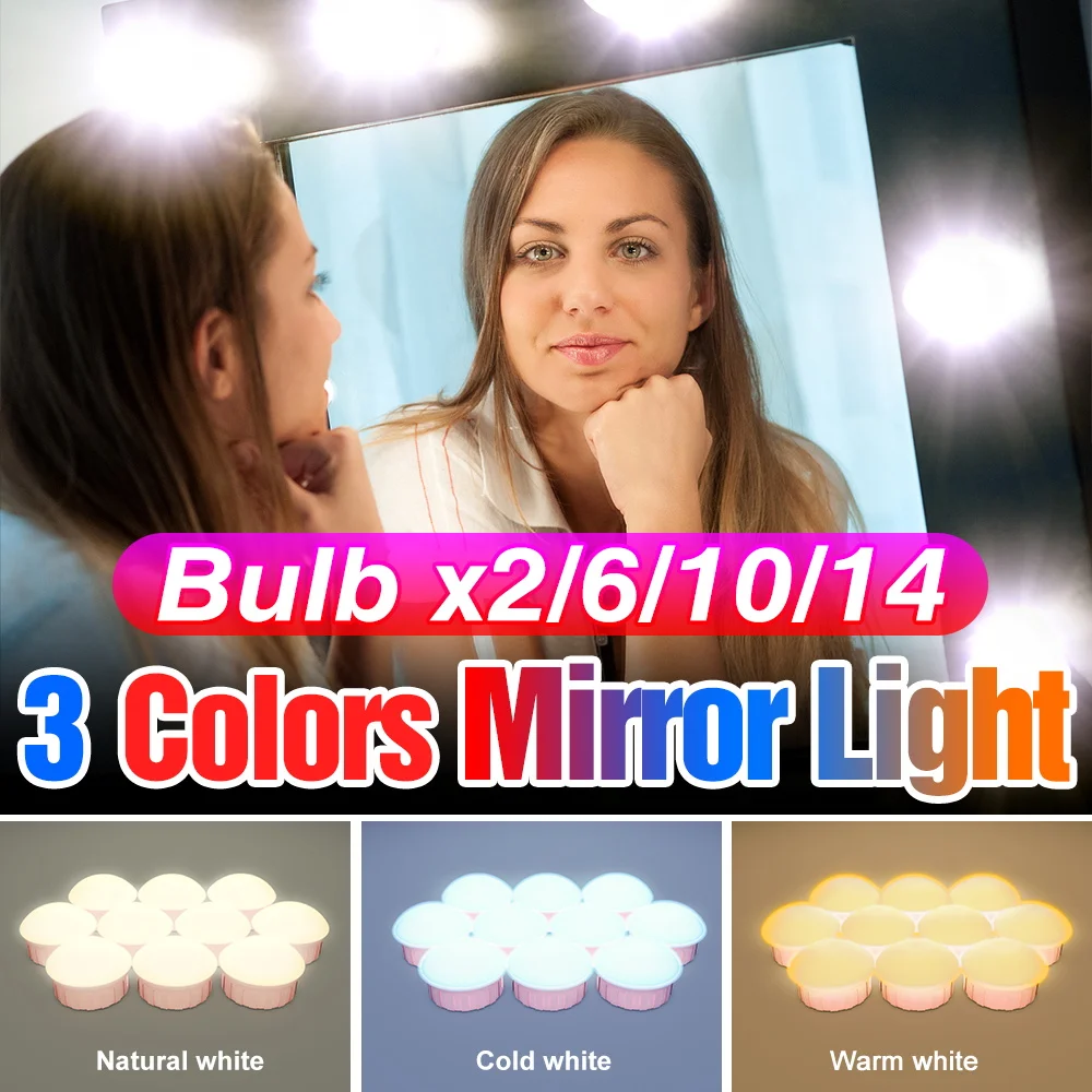 

Светодиодная лампа для зеркала, приглушаемый светильник для макияжа, 5 В, USB, для туалетного столика