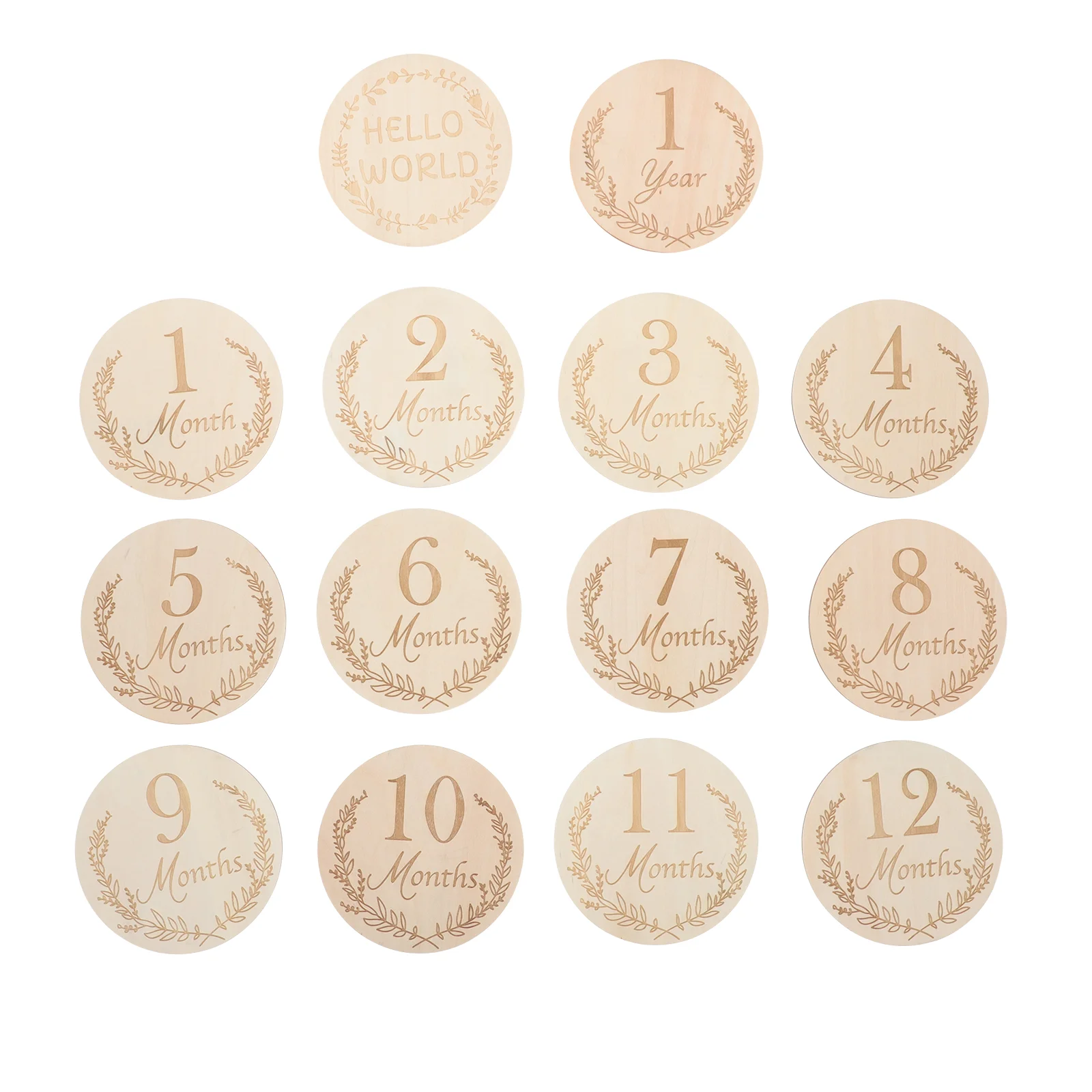 

14pcs Wooden Baby Birth Month Cards Newborn Baby Infant Month Milestone Cards