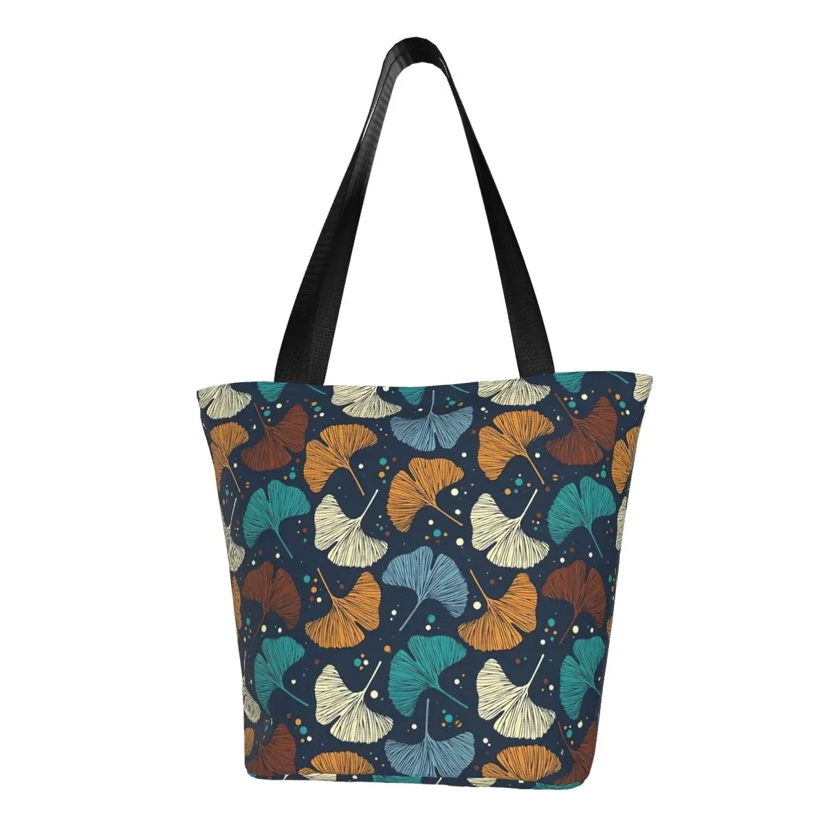 

Ginkgo Biloba Shopper Bag Colorful Leaves Print School Handbags Ladies Graphic Design Shopping Bags Casual Polyester Tote Bag