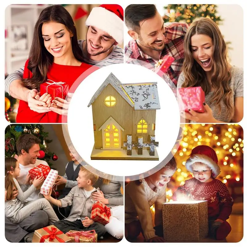 Рождественский деревянный светящийся мини-стол x max декоративные принадлежности