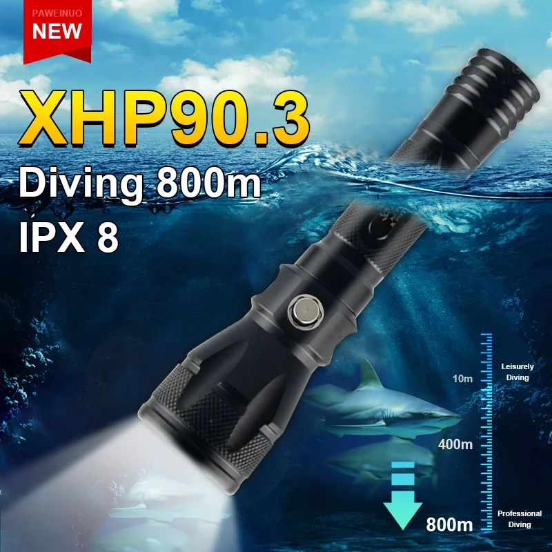 

600000 Dazzle Super XHP90.3 супер водонепроницаемый фонарик для дайвинга XHP90 Высокая мощность L2 Дайвинг светодиодный фонарик IPX8 подводный фонарь
