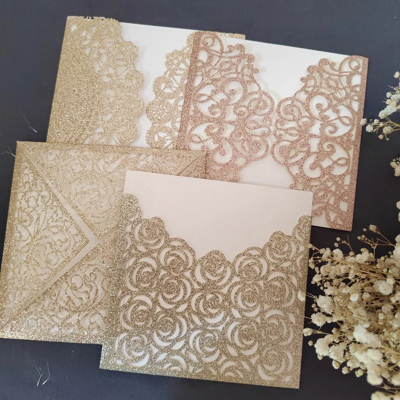 50 шт. кружевные карманные приглашения на день рождения