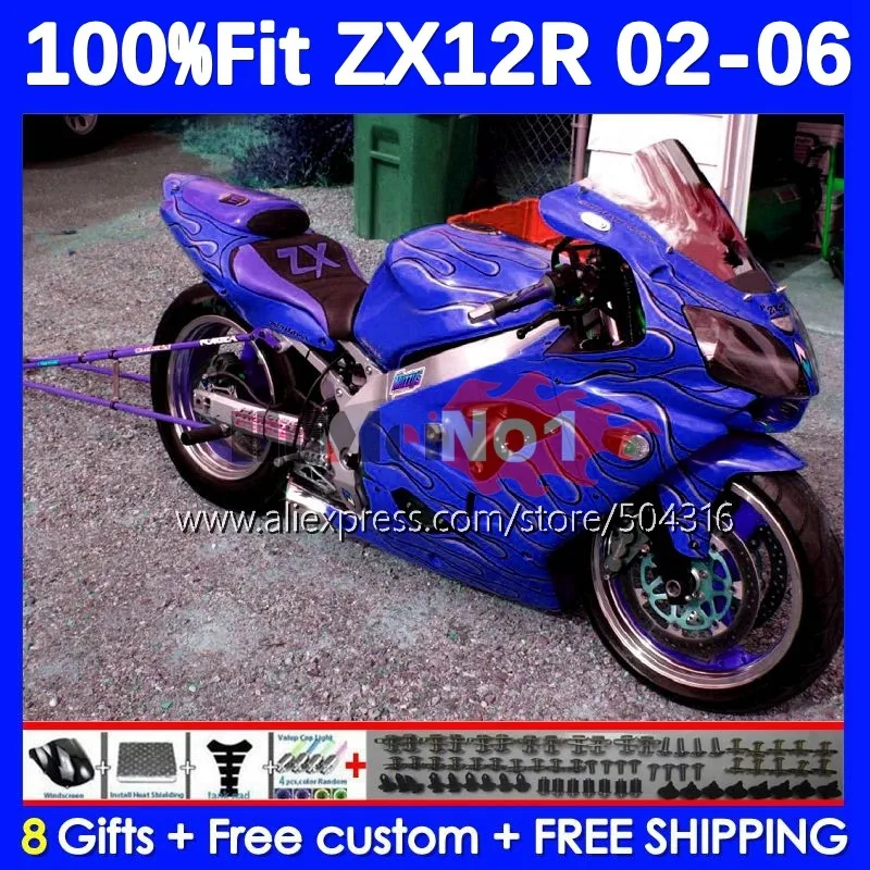 

OEM Корпус для KAWASAKI голубой глянцевый ниндзя ZX-12R ZX 12R 1200 86MC.182 ZX12R 02 03 04 05 06 ZX1200 2002 2003 2004 2005 2006 обтекатель