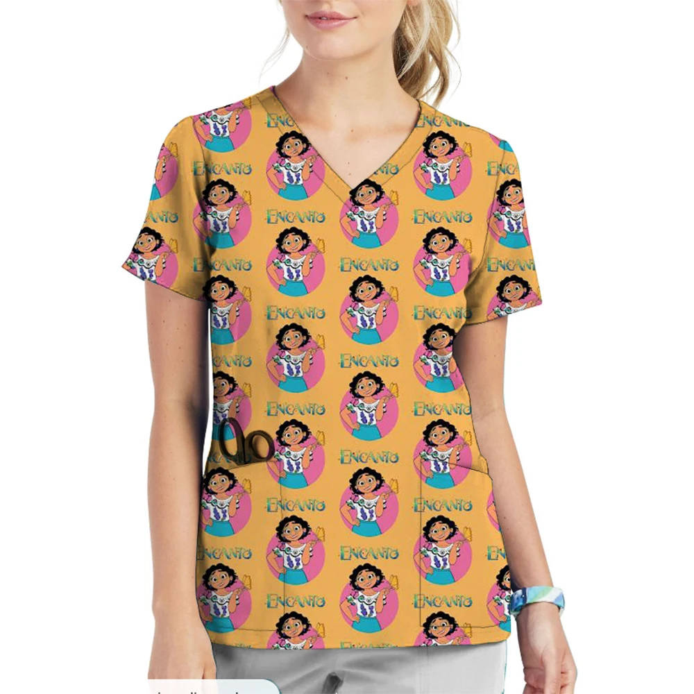 Униформа медсестры Disney с принтом принцессы хирургический халат V-образным