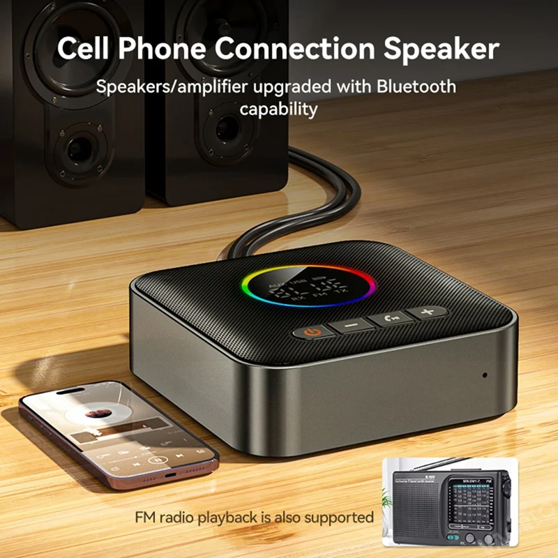 3-In-1 Bluetooth 5.4 Transmitter Receiver FM Modulator 3.5MM AUX Type-C Multi-Point Interface Hifi Music