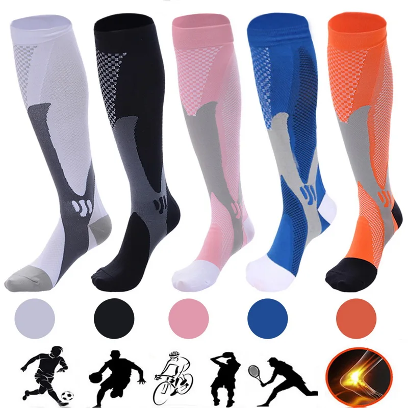 

Men Women Compression Running Gym Socks Knee High Support Stockings Breathable Cycling Sports Socks for Socer Basketball Sport