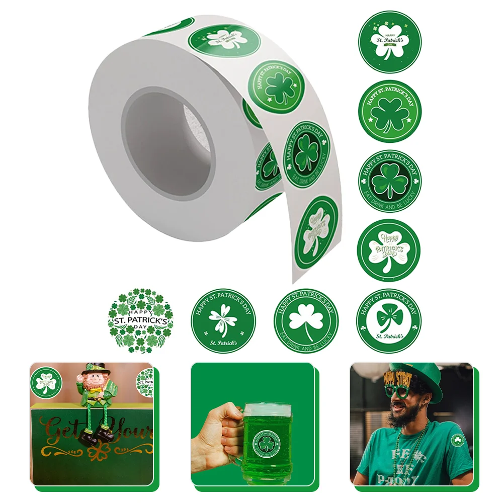 

500pcs Creative Exquisite Novelty St Patrick's Day Accessories Shamrock Wall Decals Shamrock Adhesive Labels Shamrock Decals