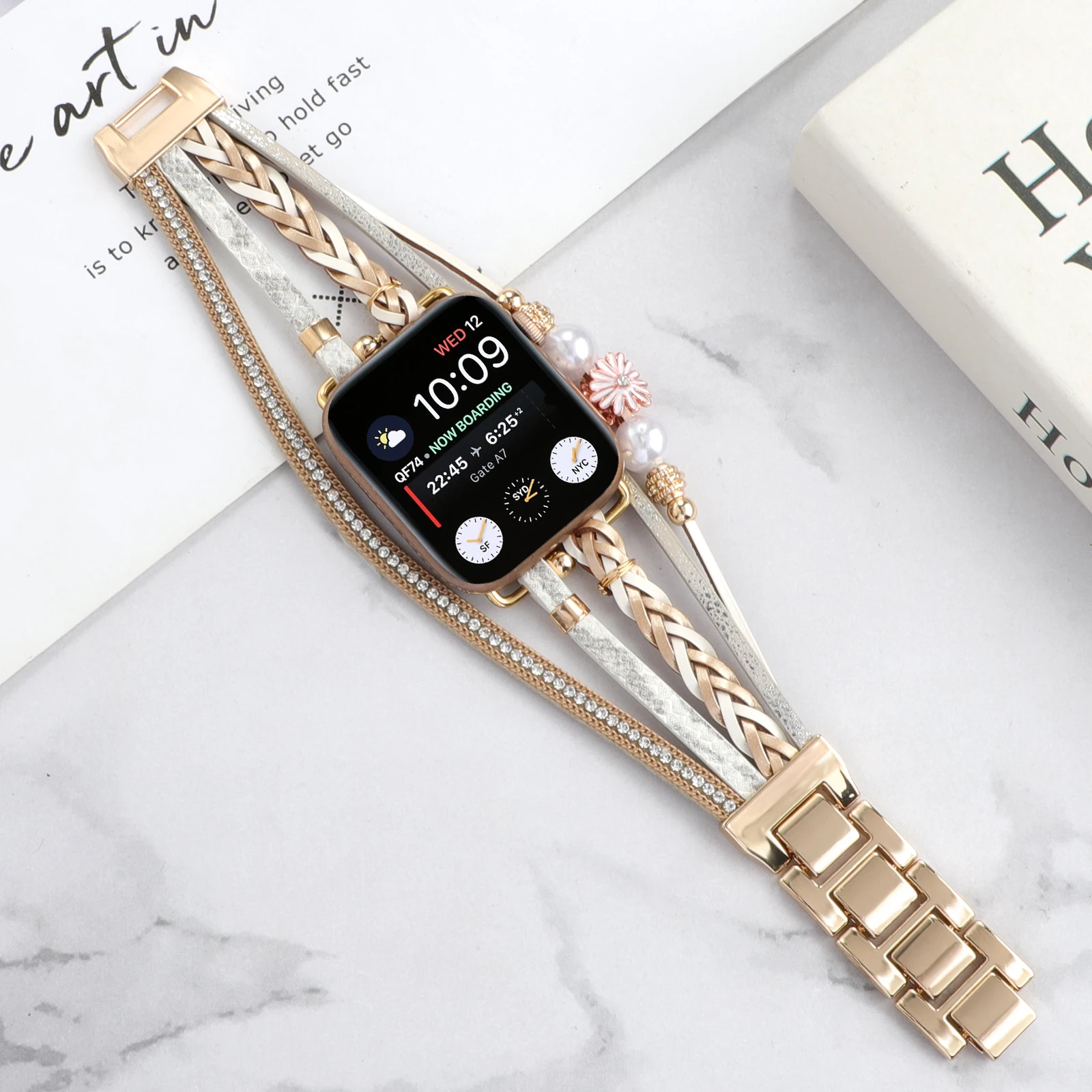 Jewelry strap for Apple watch band stainless steel bracelet chain iwatch87654312SE Ultra Chrysanthemum 38 40 41 42 44 45mm women