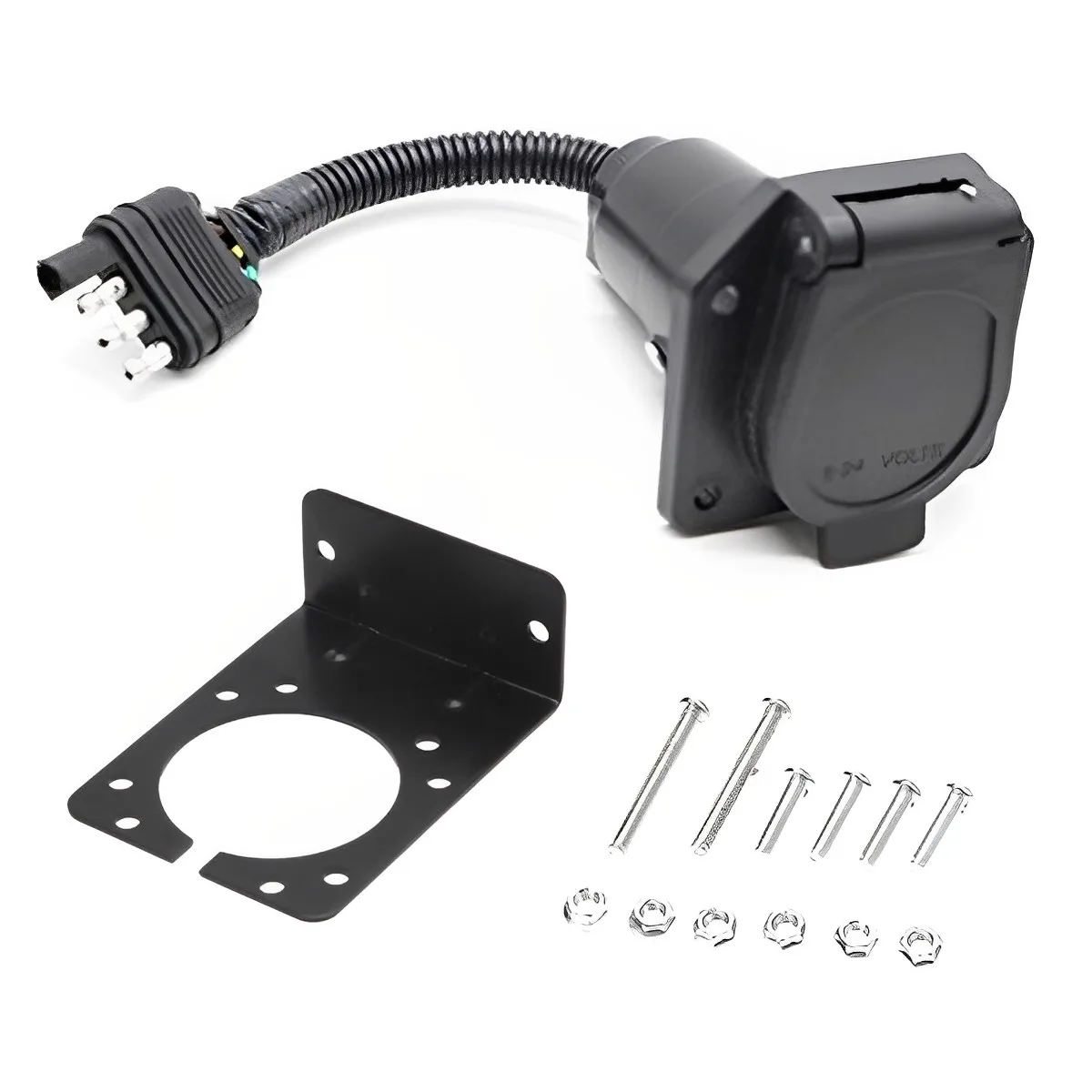 

UA1701K 4 Way Flat to 7 Way Round Blade Trailer Wiring Harness Cable Cord Kit for Commercial Vehicle / Semi - trailer / Trailer