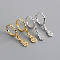 new s925 pure tremella button personalized trend diamond zircon guitar earrings and earrings female