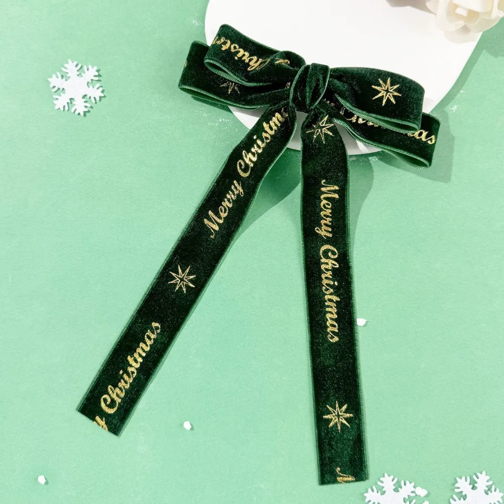 Элегантная рождественская заколка для волос из сплава милый зеленый бант