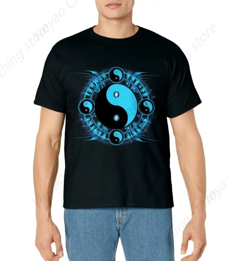 Веселые и крутые мужские женские футболки с узором Инь-Янь модная повседневная