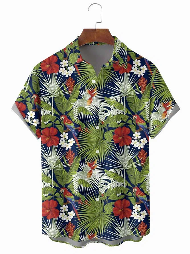 

Men's Vintage Parrot Print Casual Breathable Hawaiian Short Sleeve Shirt
