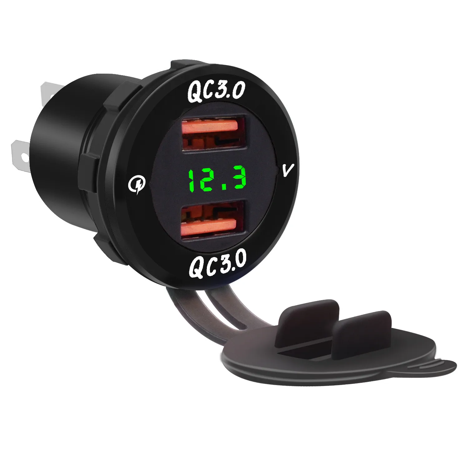 

Cigarette Lighter Socket USB Car Charge Waterproof 12/24V QC3.0 Aluminum Alloy Power Outlet Adapter Voltmeter For Motorcycle