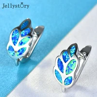 jellystory opal leaves opal stud earrings for women 925 sterling silver unique design wedding anniversary fine jewelry gifts