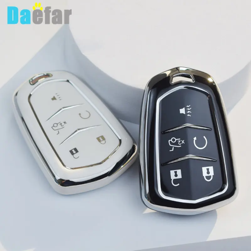 

For Cadillac ESV Escalade CTS XTS SRX ATS CT5 XT5 XT6 XLS 6D Plating TPU Car Remote Key Case Cover Protective Shell Fob