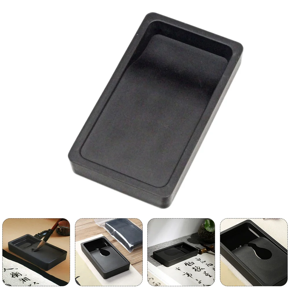

Ink Inkstone Chinese Inkslab Painting Calligraphy Dish Drawing Tray Sumi Container Students Stationery Two Ceramic Sided Brush