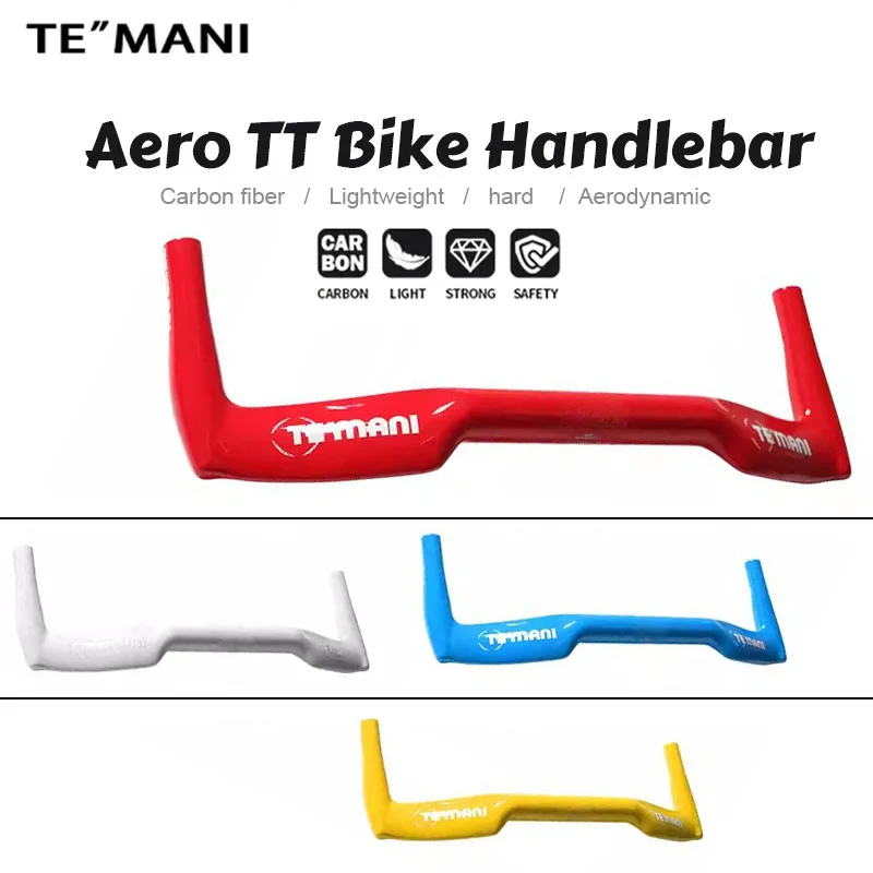 Фото Руль TEMANI Full Carbon TT Aero для велосипедов с фиксированной передачей, внутренняя проводка, руль-«рогатка», различные цвета, аксессуар для улучшения велосипеда №1