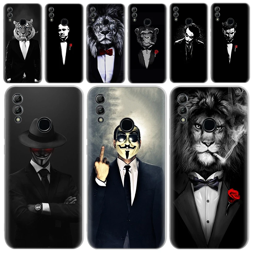 

Мужской костюм рубашка галстук прозрачный мягкий чехол для телефона Huawei Honor 10 Lite 9 20i 8S 8A 8X 9X 50 Y5 Y6 Y7 Y9S P Smart 2019 чехол