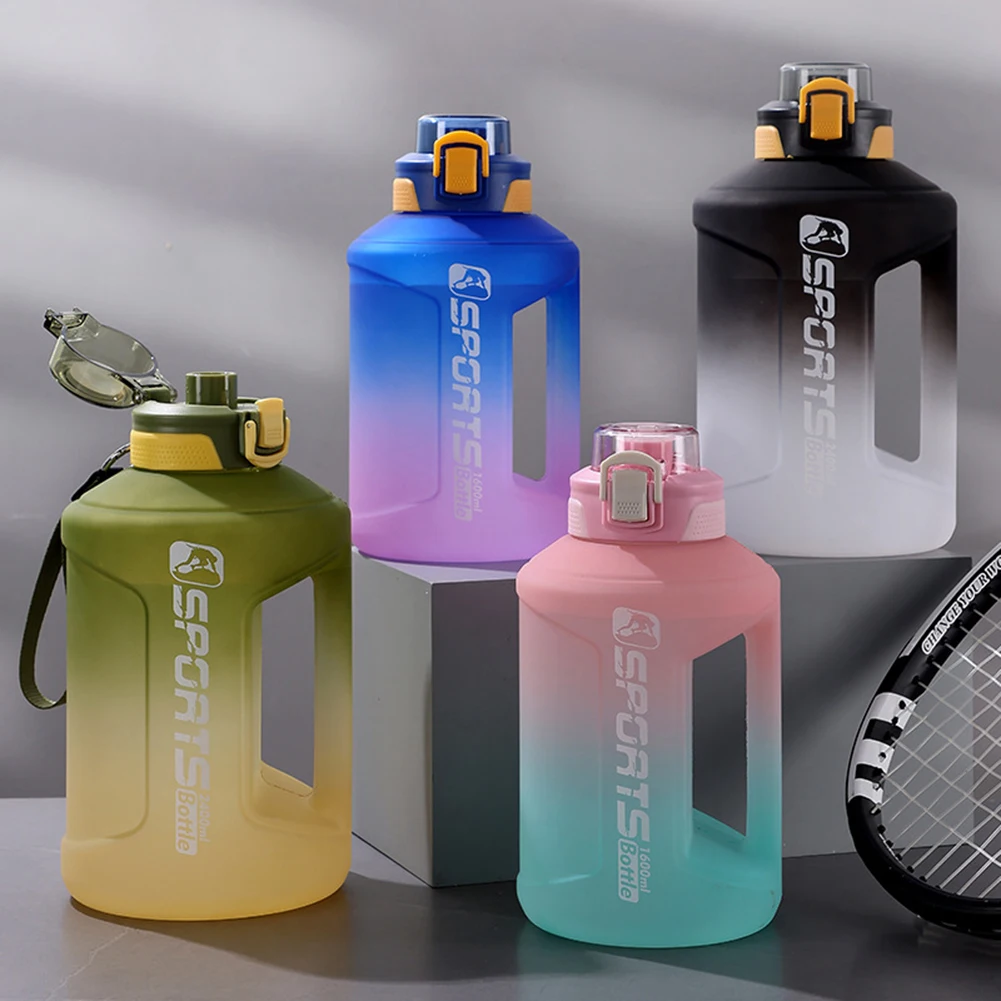 

2400ML Outdoor Sport Water Bottle Cup Frosted Gradient Portable Drink Bottle Large Capacity Drinkware for Camping Hiking Running