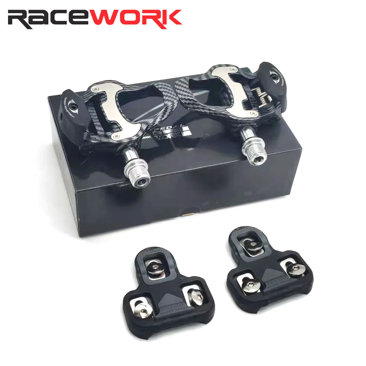 

RACEWORK Carbon Fiber Pattern Road Bike Pedal 4 Peilin UltraLight Pedal Suitable for Keo SPD Systems Self-locking Bicycle Pedals