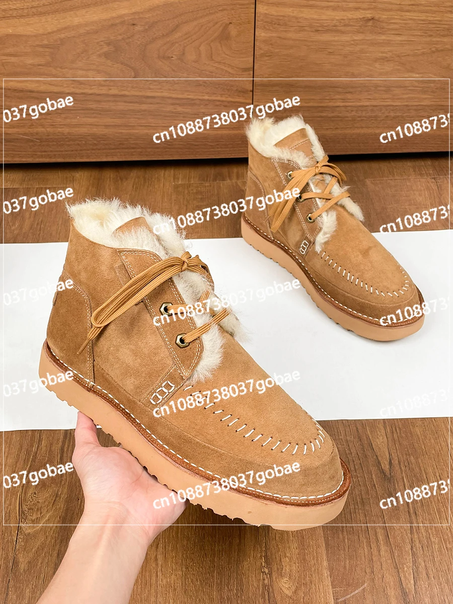 Зимние ботинки мужские меховые интегрированные новинка зимы 2024 утолщенные