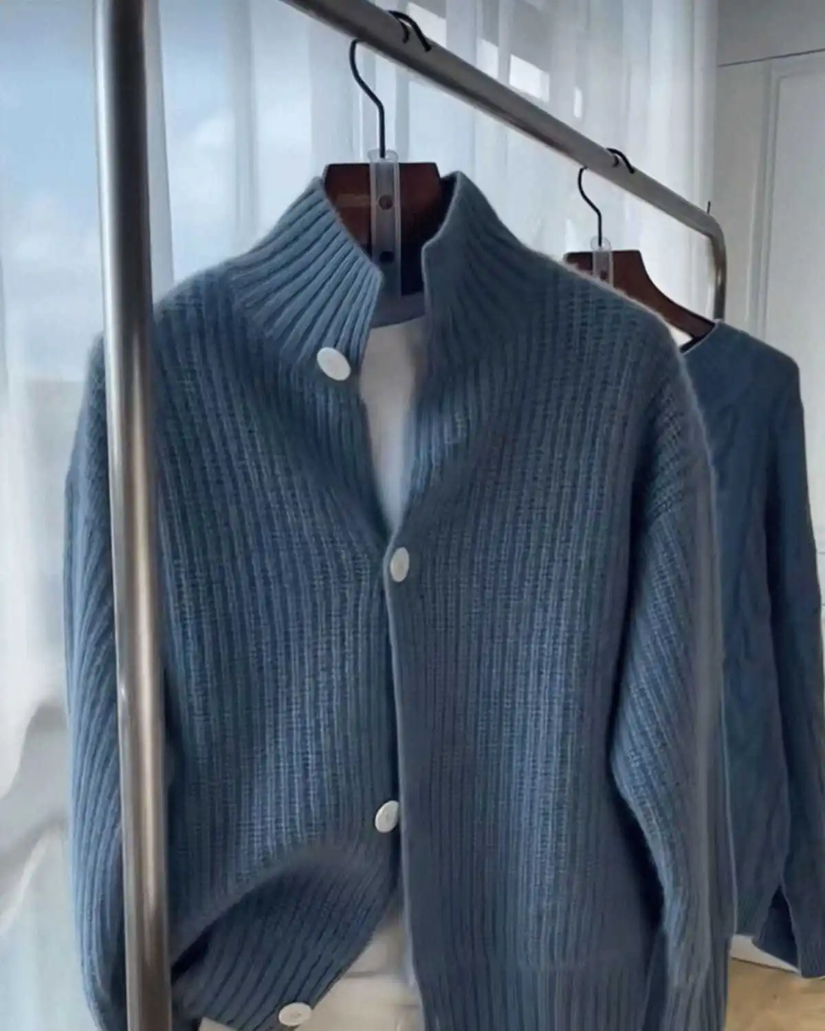 Весенне-осенний однобортный вязаный кардиган с длинными рукавами женский свитер