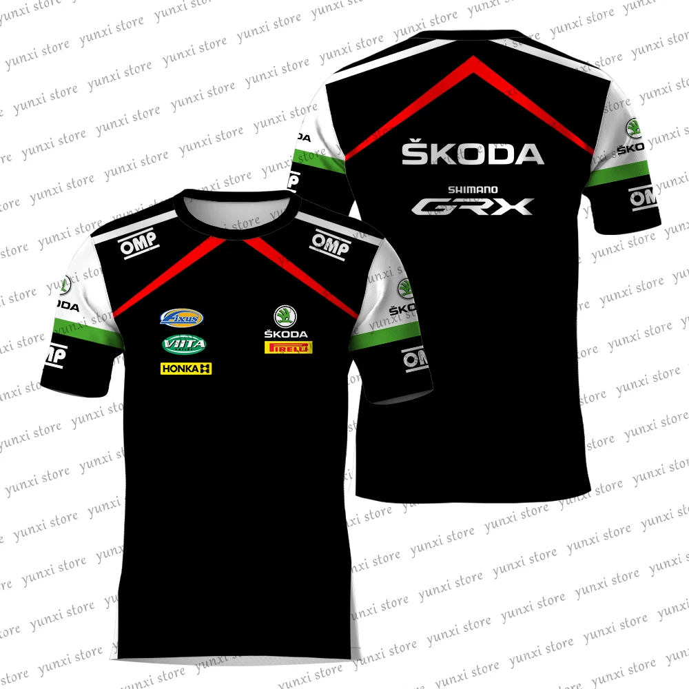 

2023 New Outdoor Extreme Sport WRC Rally SKODA Team Jersey Fashion Oversized T-shirt Breathable Sports Top Hot Sale Short Sleeve