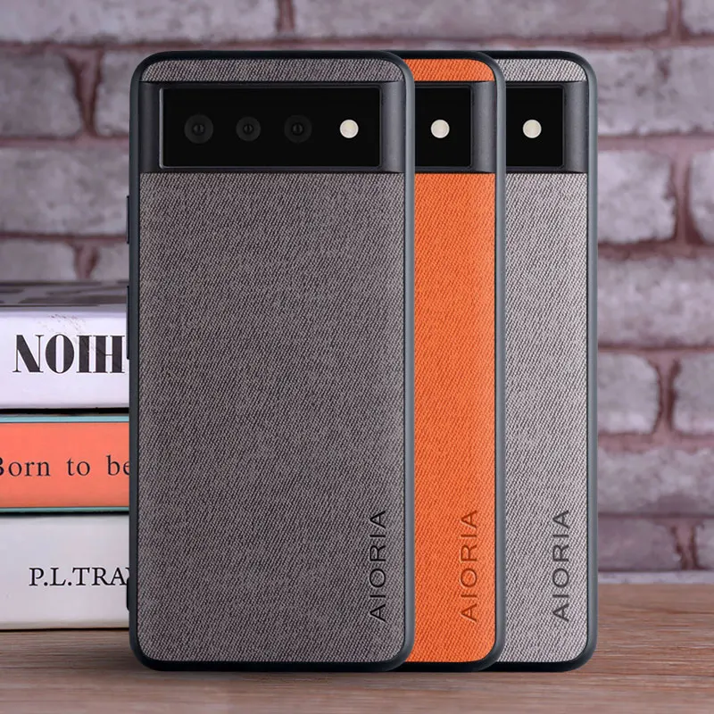 

Case for Google Pixel 6 Pro coque Luxury textile Leather skin soft TPU hard phone cover for google pixel 6 case