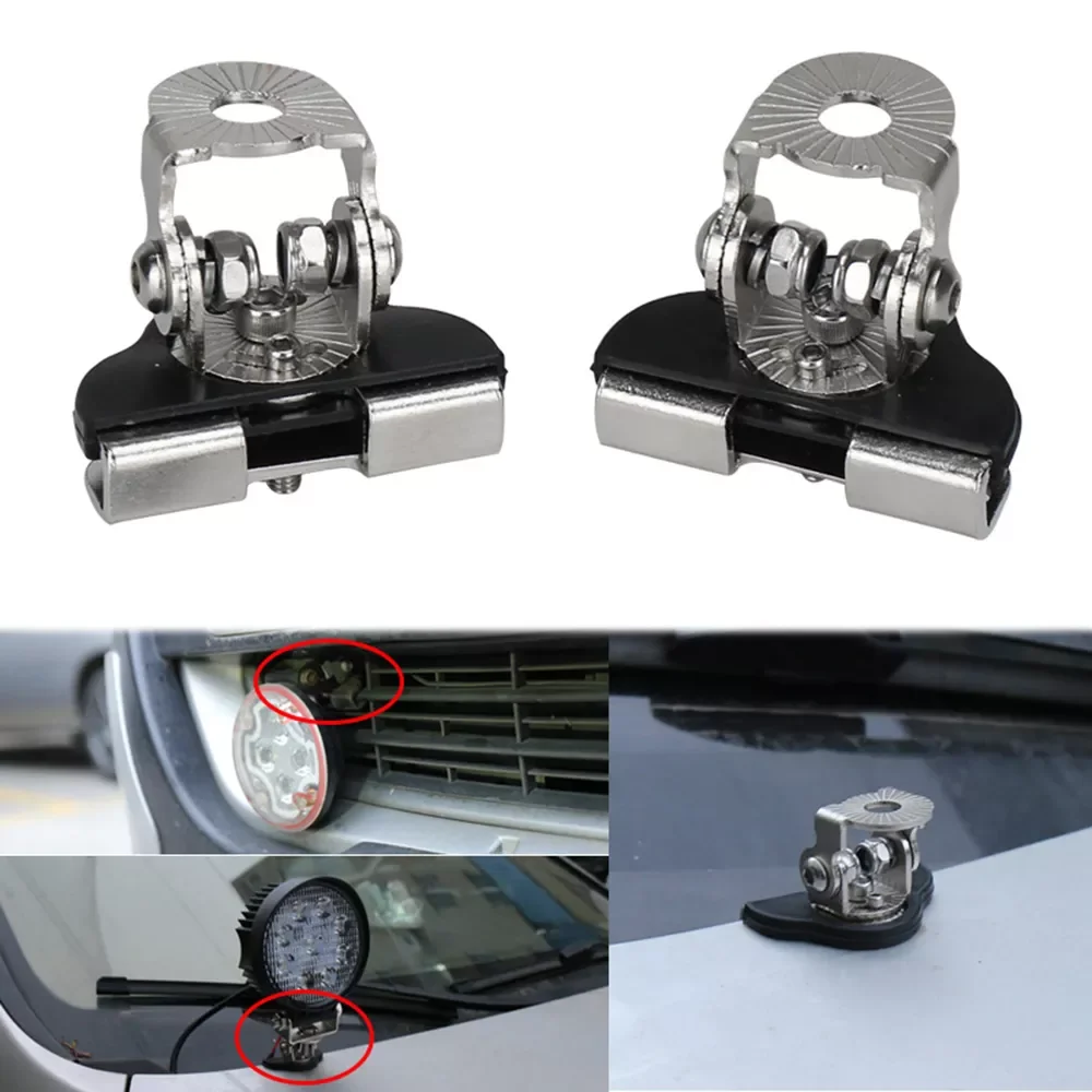 

NEW2023 1PAIR Car Engine Hood Led Light Mounting Bracket Auto Bonnet Cover Piller Lamp Holder Clamp Clip Drilling