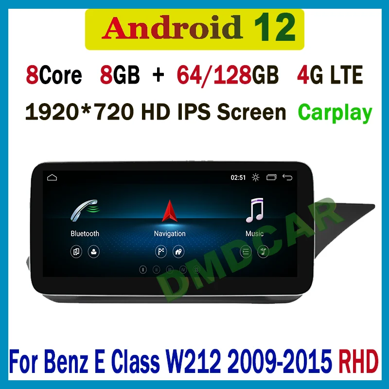 

10.25"/12.5" Android 12 8 Core 8+128G Car Radio Multimedia Player GPS Navigation For Mercedes Benz E Class W212 2009-2015 RHD