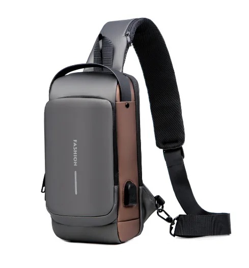 Men Sling Backpack USB Charge Port chest bag for men Anti-theft Travel Waterproof Oxford Male Cross body Shoulder Chest Bag