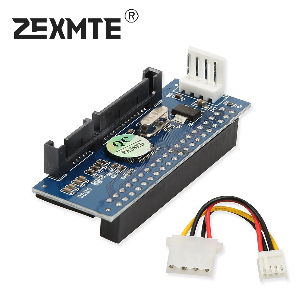 

Переходник Zexmte для жесткого диска 3,5 дюйма IDE/PATA на SATA, адаптер для карт, 40-контактный разъем IDE F на 22P SATA M, жесткий диск с кабелем передачи данн...