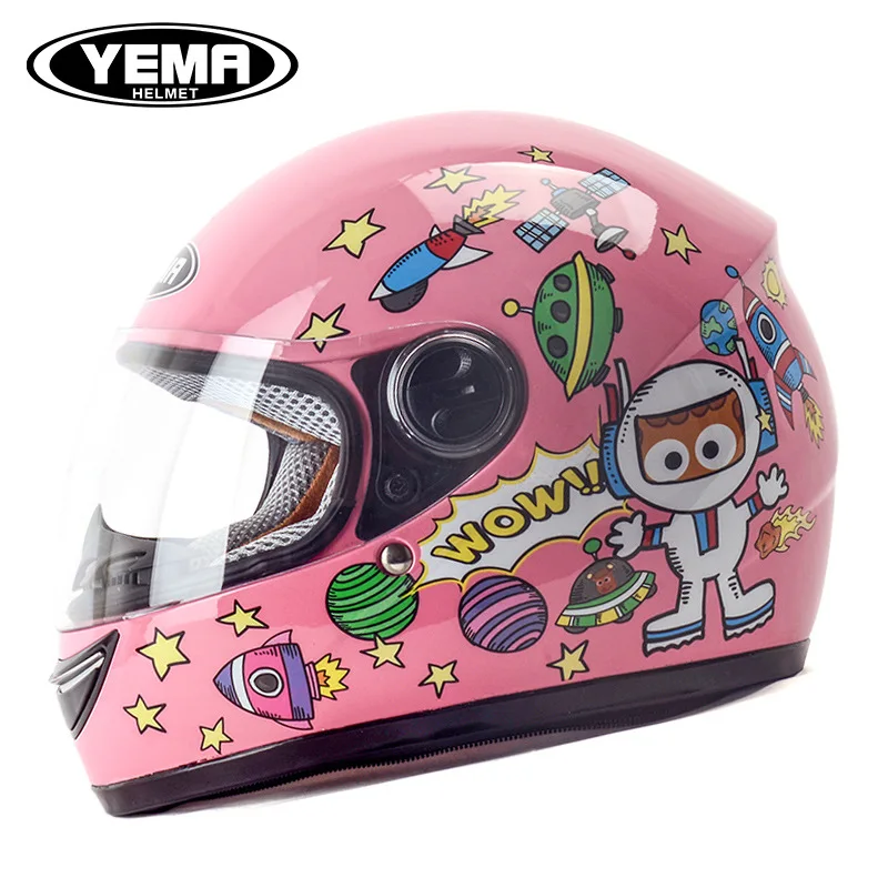 

YEMA Winter Children's Electric Car Full-covering Cartoon Helmet Full Face Helmet Cascos Para Moto Motorcycle Helmet