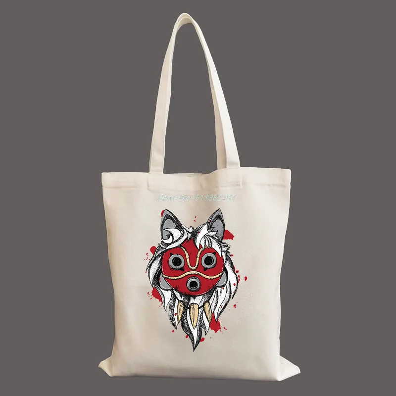 

Princess Mononoke Women Shopper bag Printed Kawaii Bag Harajuku Canvas Shopper Bag girl handbag Tote Shoulder Lady Bag