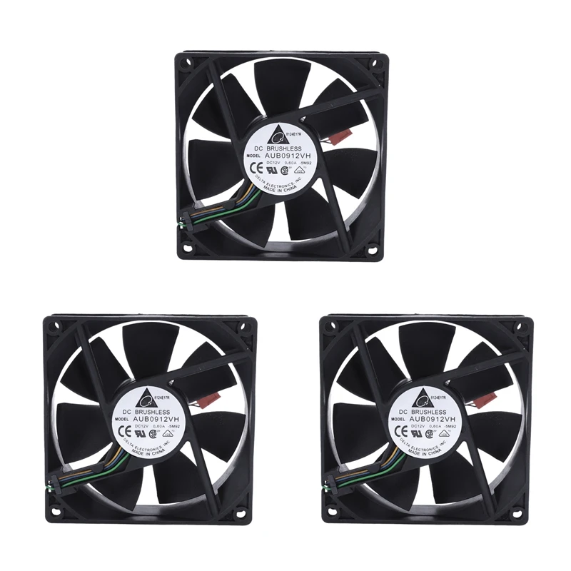 

3X 90X90x25mm DC 12V 0.60A 4-Pin Computer Cpu Cooling Fans