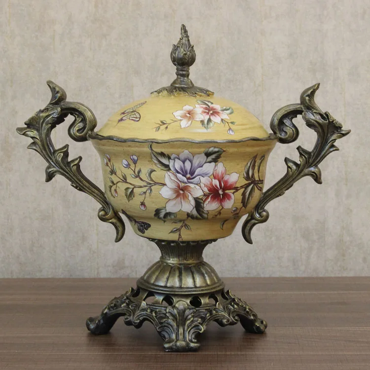 

European retro used resin storage tank living room porch soft decoration American craft decoration storage tank