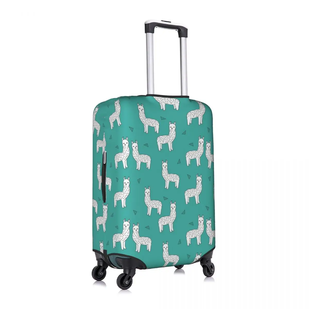 

White Alpaca Pattern Luggage Cover Spandex Suitcase Protector Fits 19-21 Inch