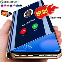smart mirror view plating cover for apple iphone 13 12 11 pro max mini 8 7 6 plus x xr xs max se 20 support flip phone bags case