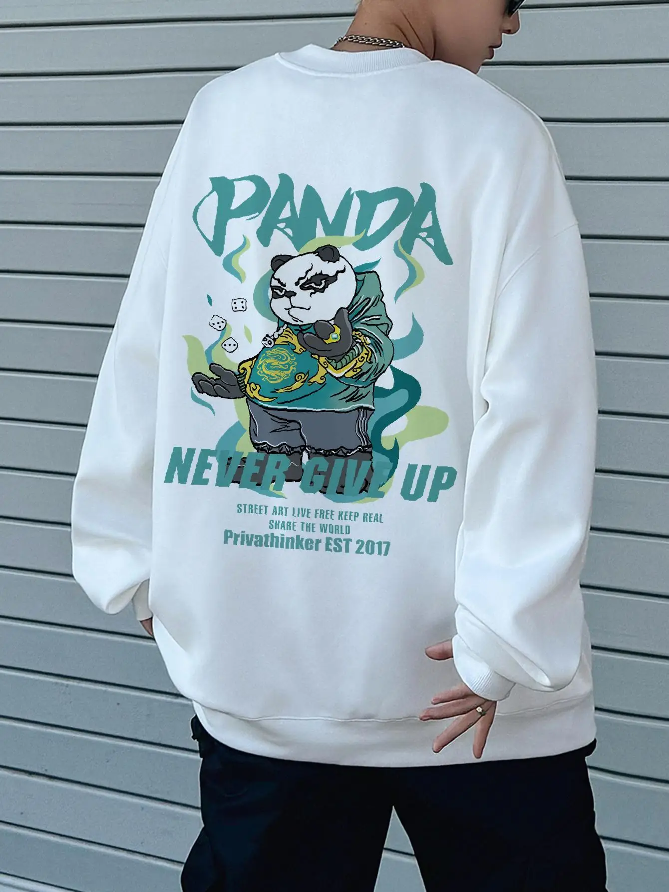 Мужские свитшоты с принтом панды и надписью Never Give осенние мужские толстовки