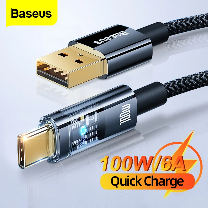Baseus 6A 5A USB Type C кабель для Huawei P50 P40 Pro Supercharge 66 Вт 100 Быстрая зарядка USBC зарядное