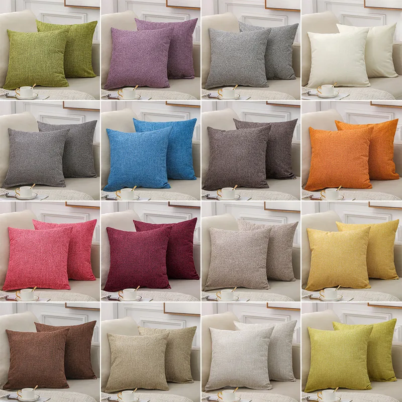 

45*45 Cushion Cover Pillow Case Line Cotton Solid Throw Pilowcase for Home Sofa Car DecorationTextile 18 inch Grid Pillows Cover