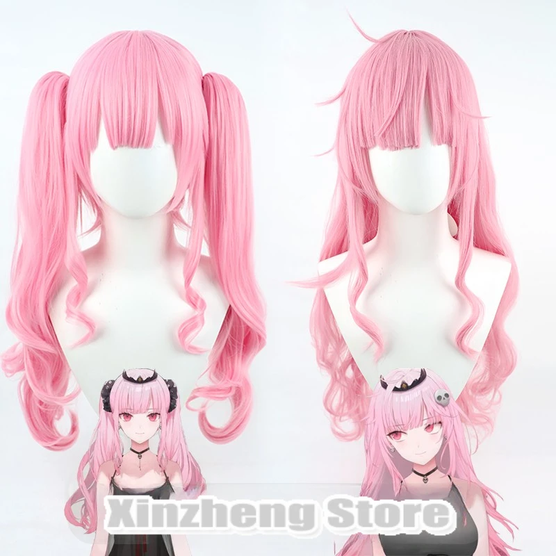 

Vtuber Mori Calliope Cosplay Wig 2023 Outfit Ponytails Hololive Girls Mori-sama Calli YouTuber Pink Long Curly Synthetic Hair